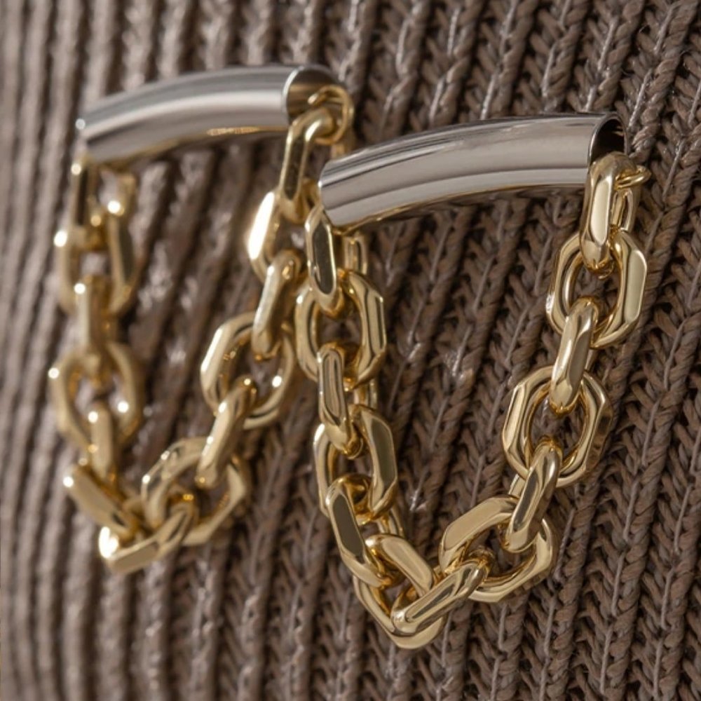 NEW 18K Gold Plated Bar Chain Link Earrings